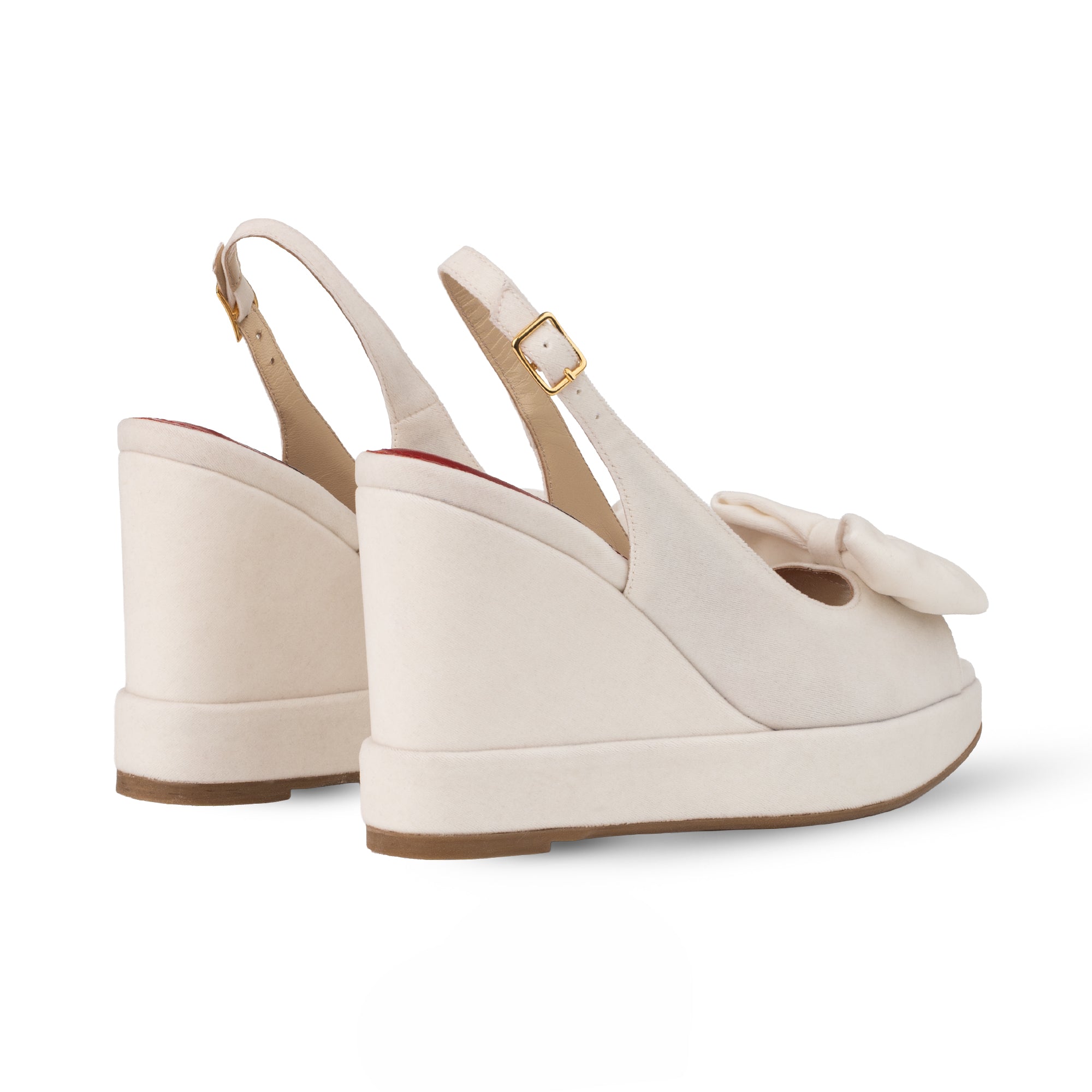 Rignana Soft Cream Velvet Wedges