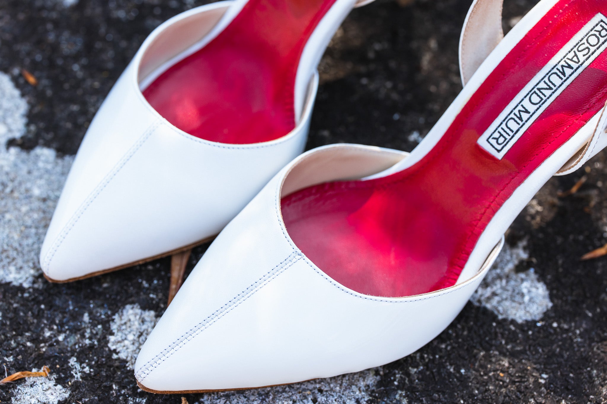 Augusta White Slingback Mid Heels