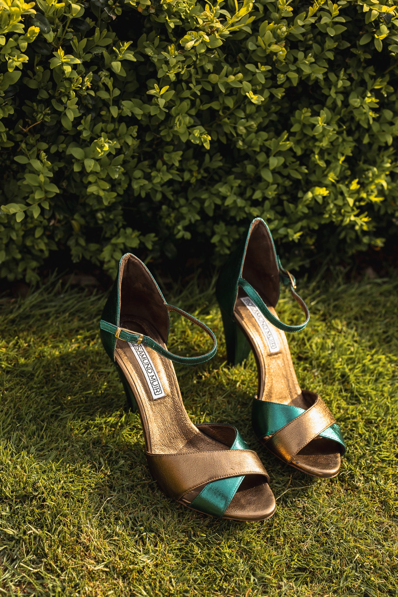 Aurora Green & Dark Gold Heels