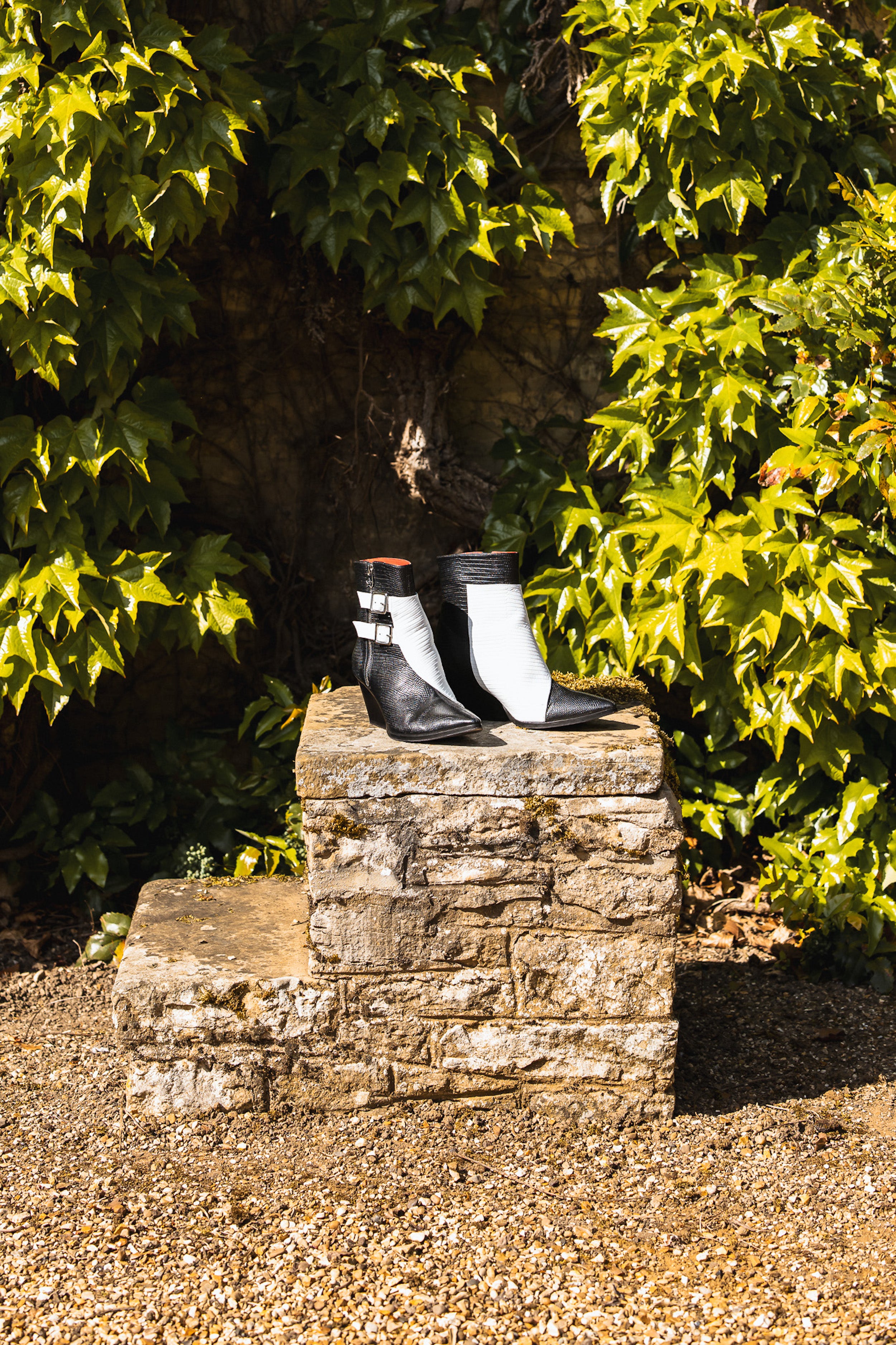 Beatrix Black & White Lizard Boots