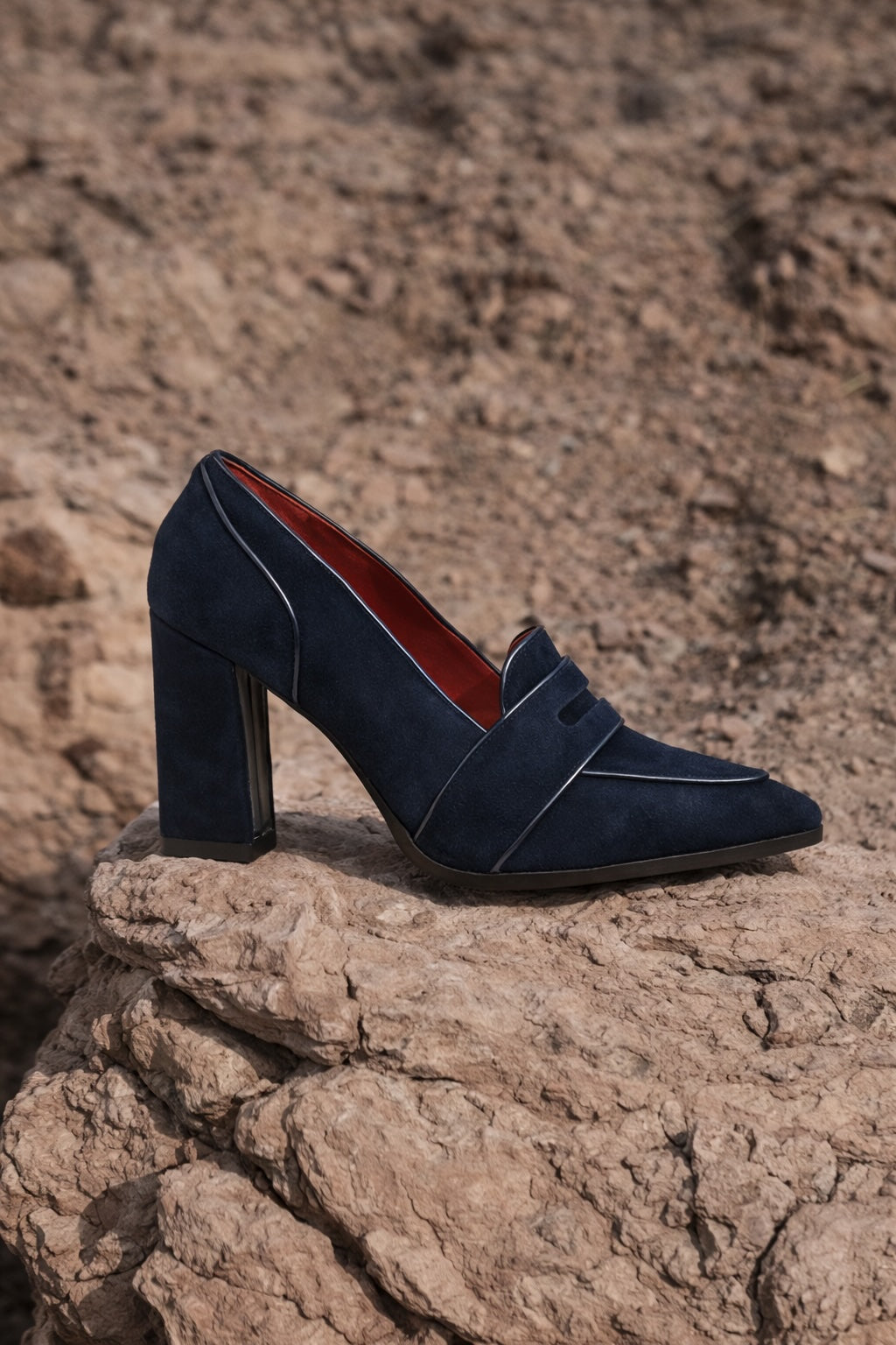 Annabel Navy Blue Suede Loafers