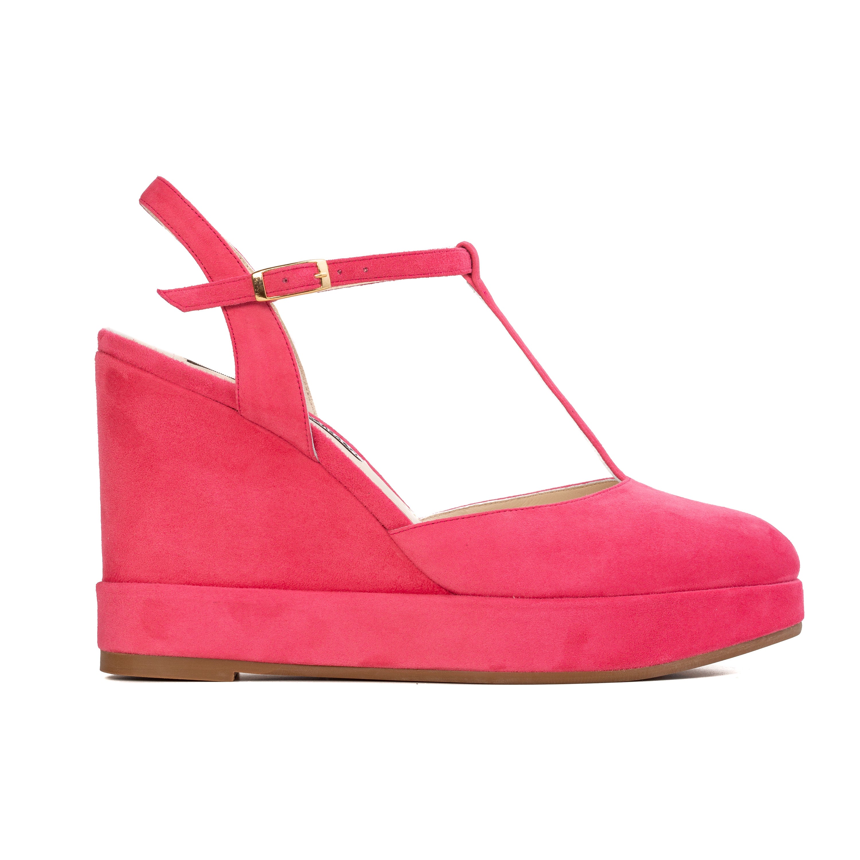 Jeanne Pink Suede Wedges