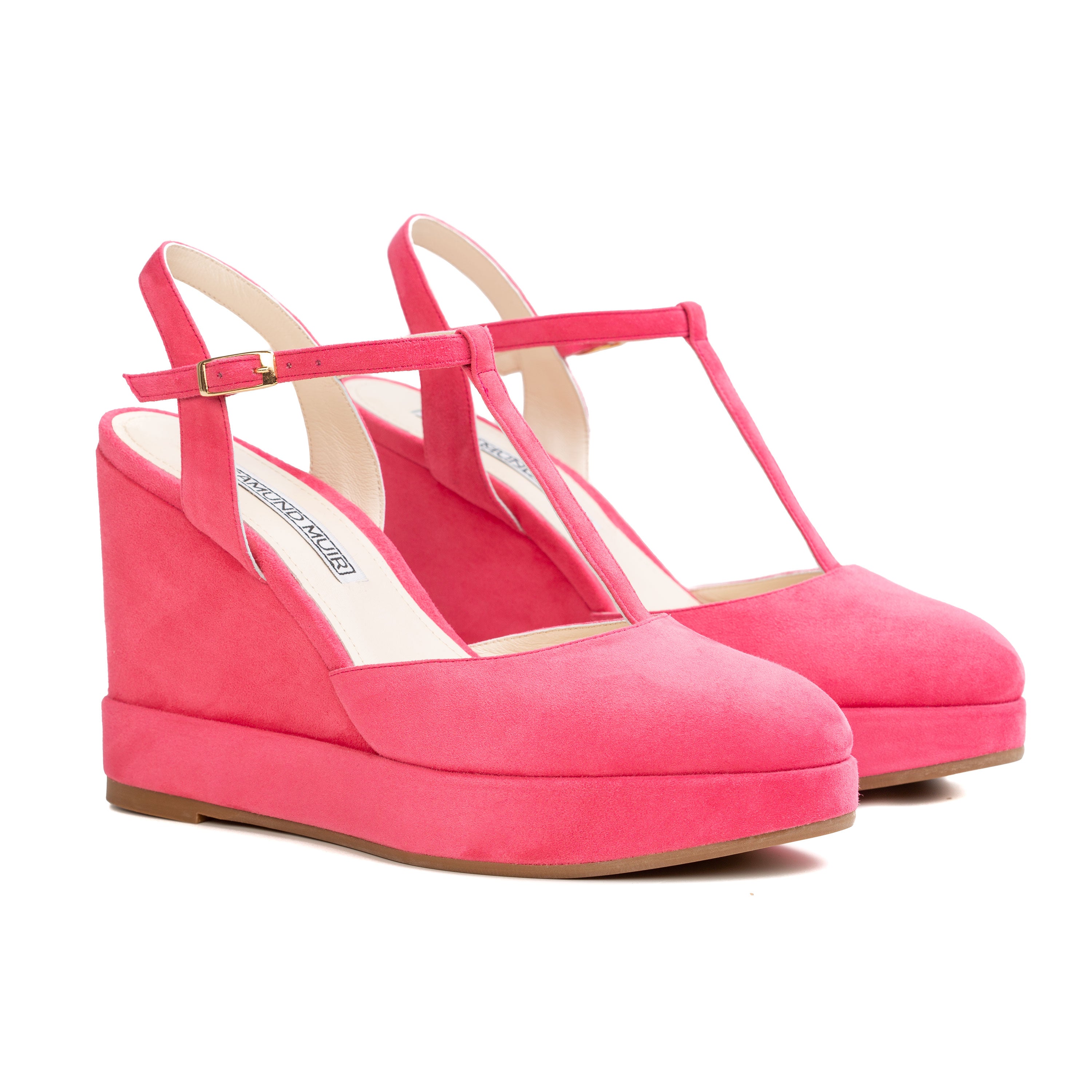 Jeanne Pink Suede Wedges