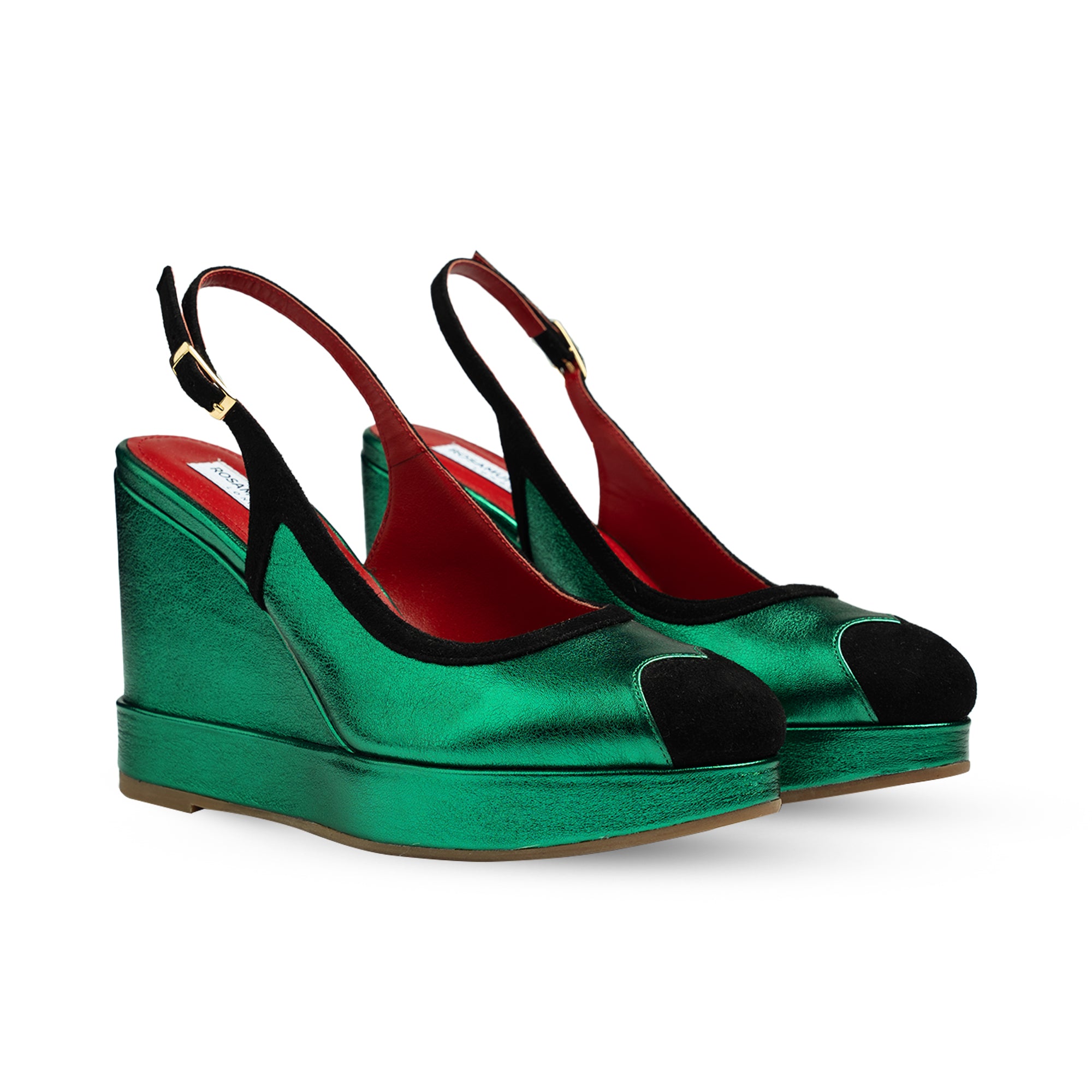 Lavinia Metallic Green & Black Wedges