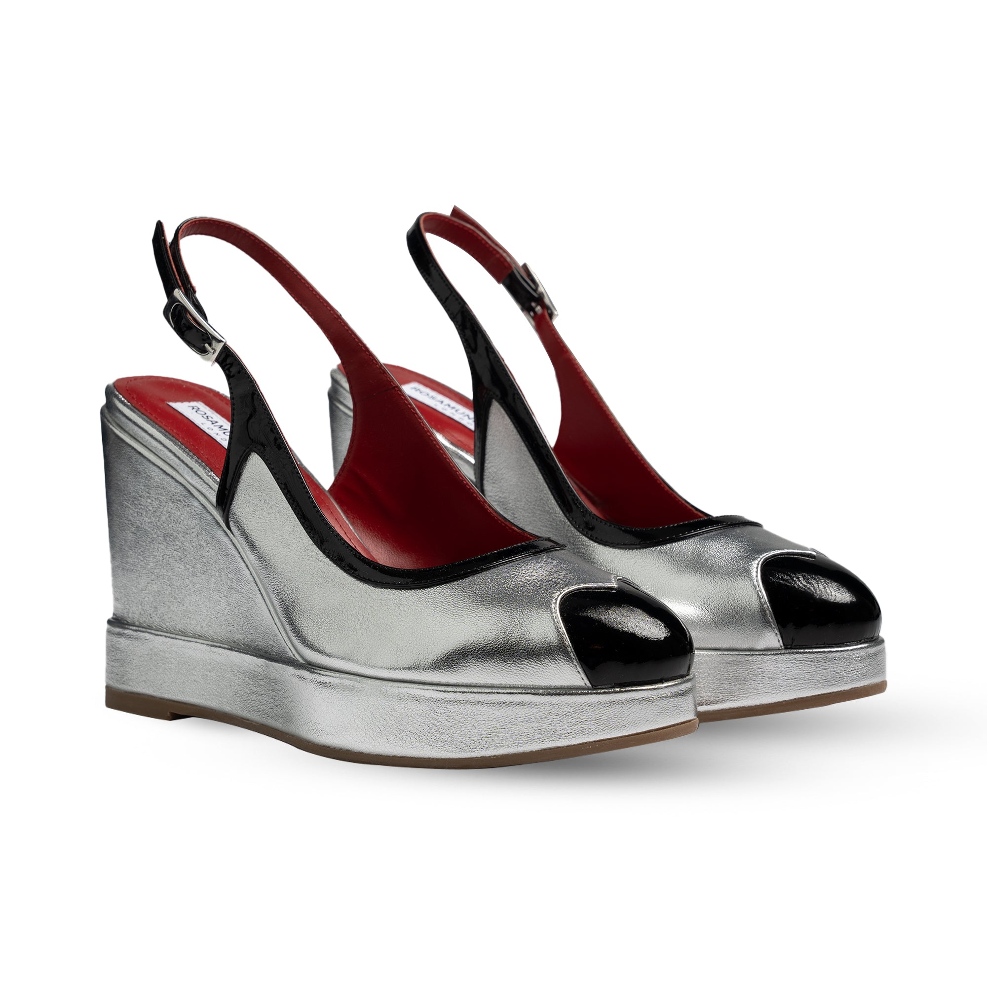 Lavinia Silver & Black Wedges
