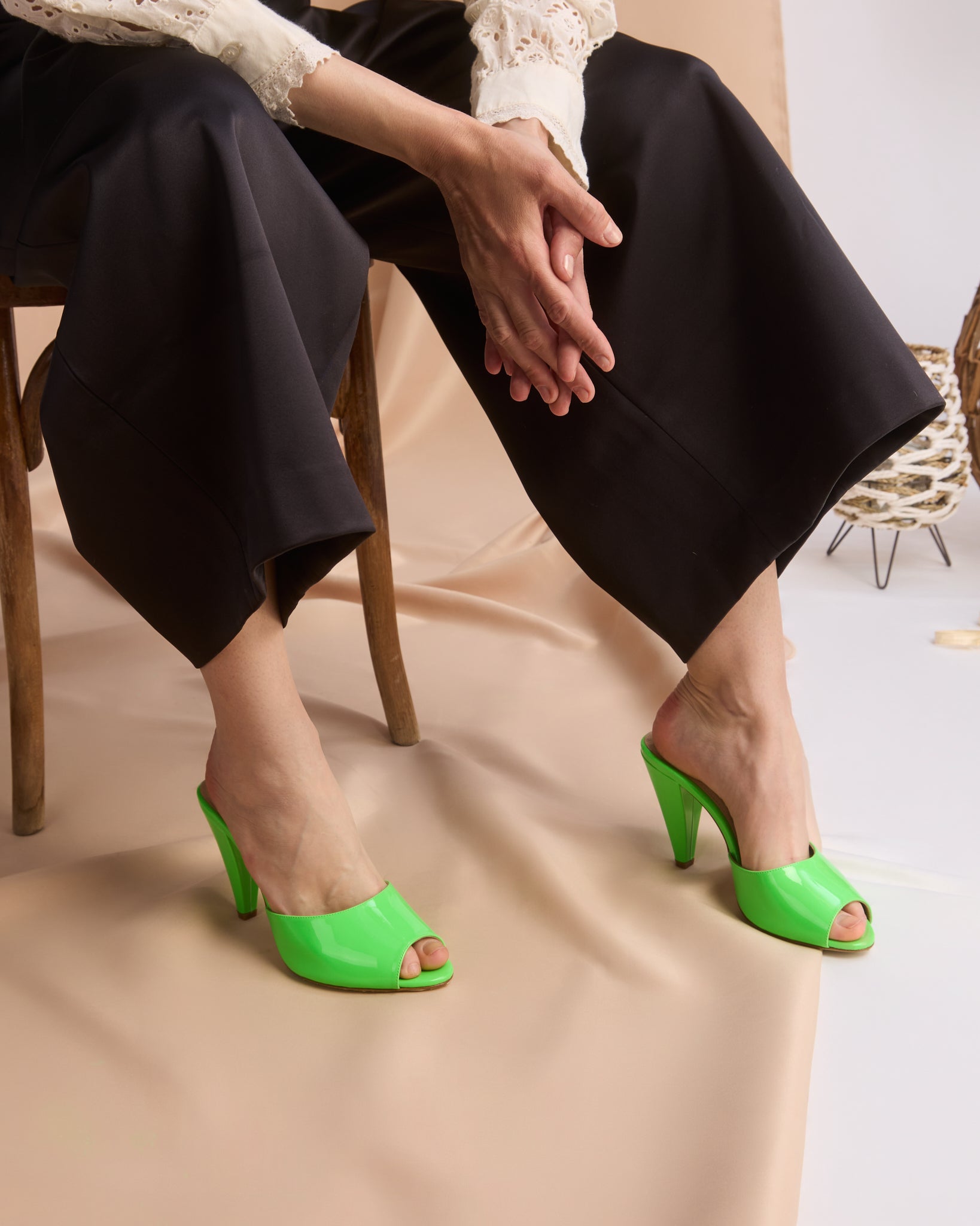 Montavia Lime Green Patent Mules