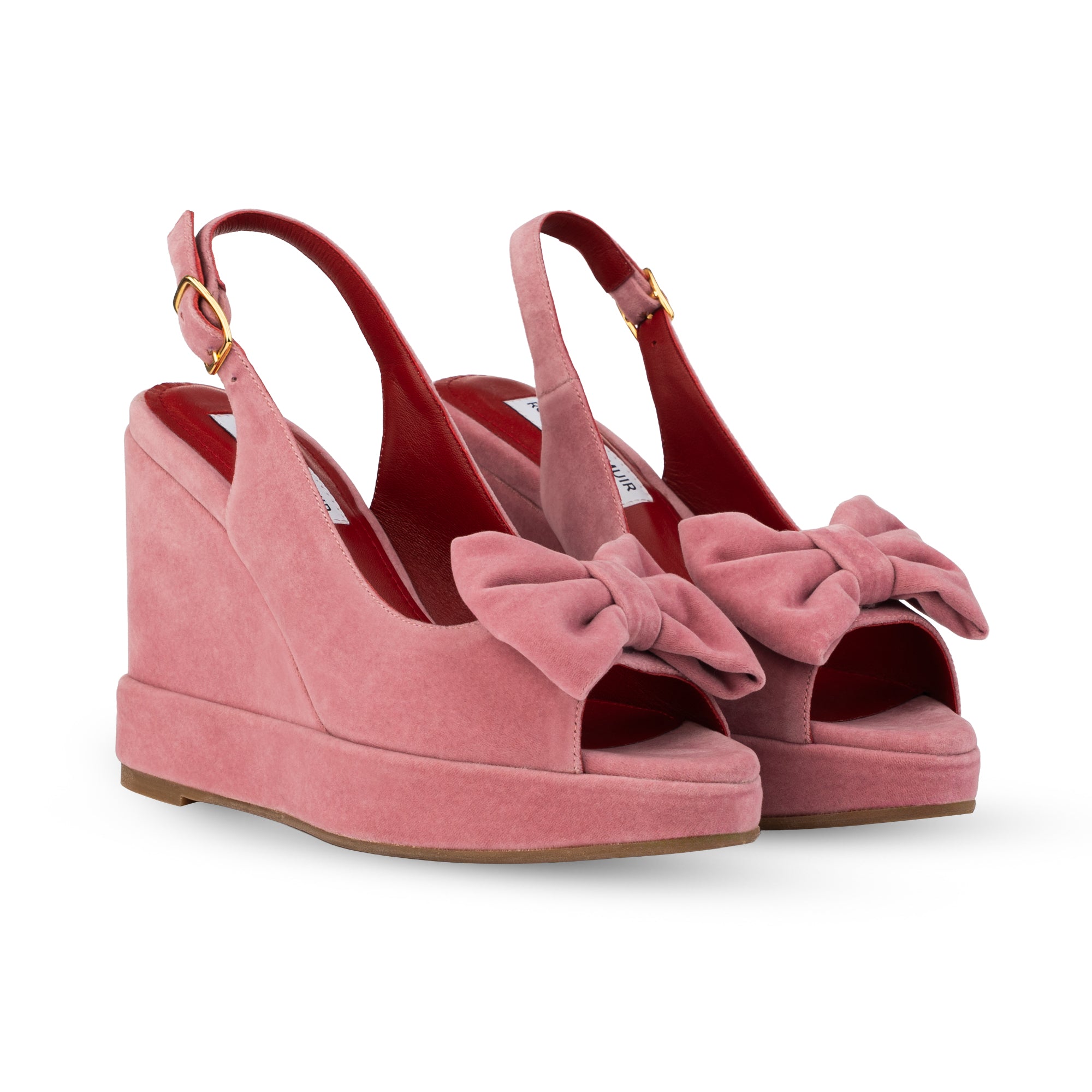 Rignana Dusky Pink Velvet Wedges