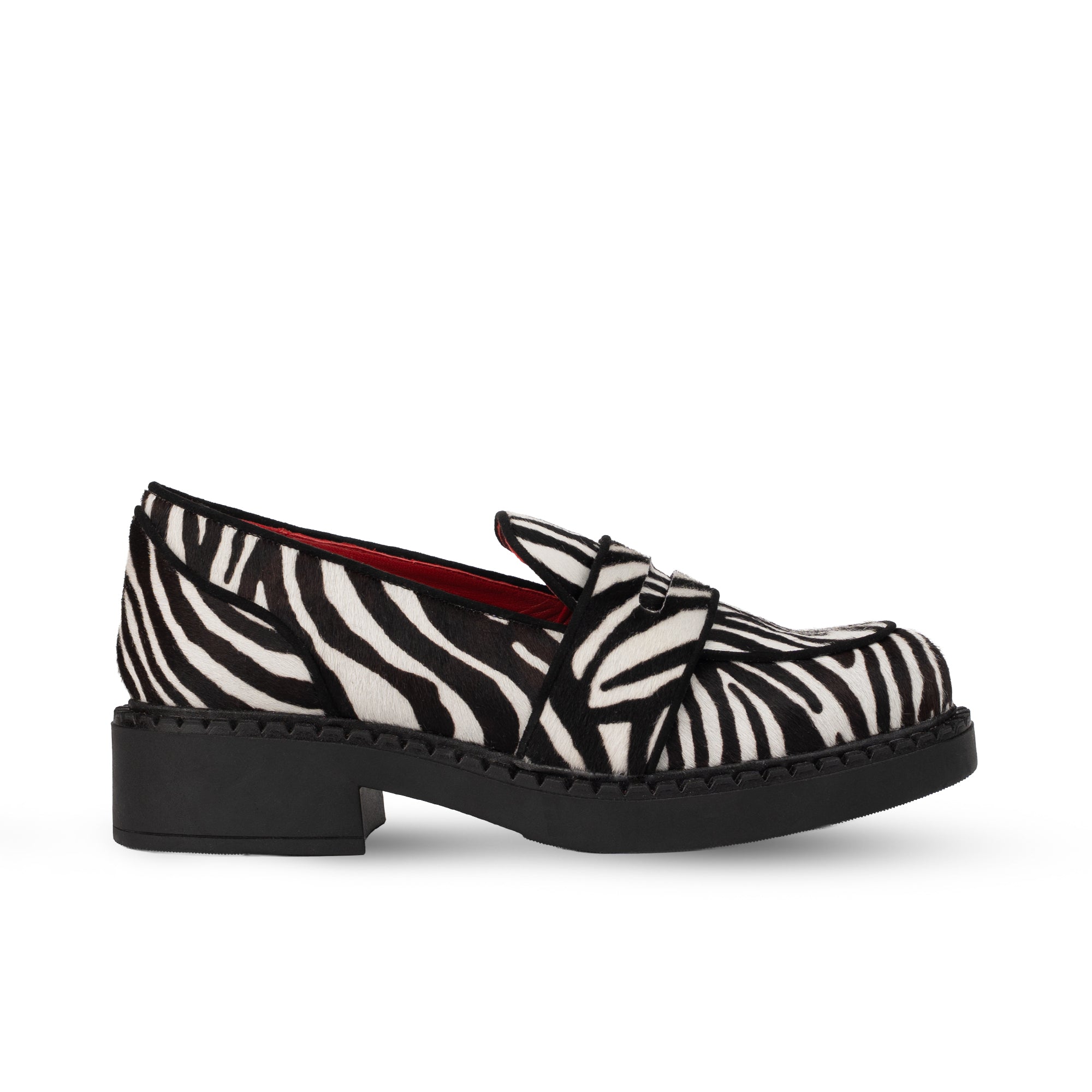 Stratford Black & White Zebra Print Calf Hair Loafers