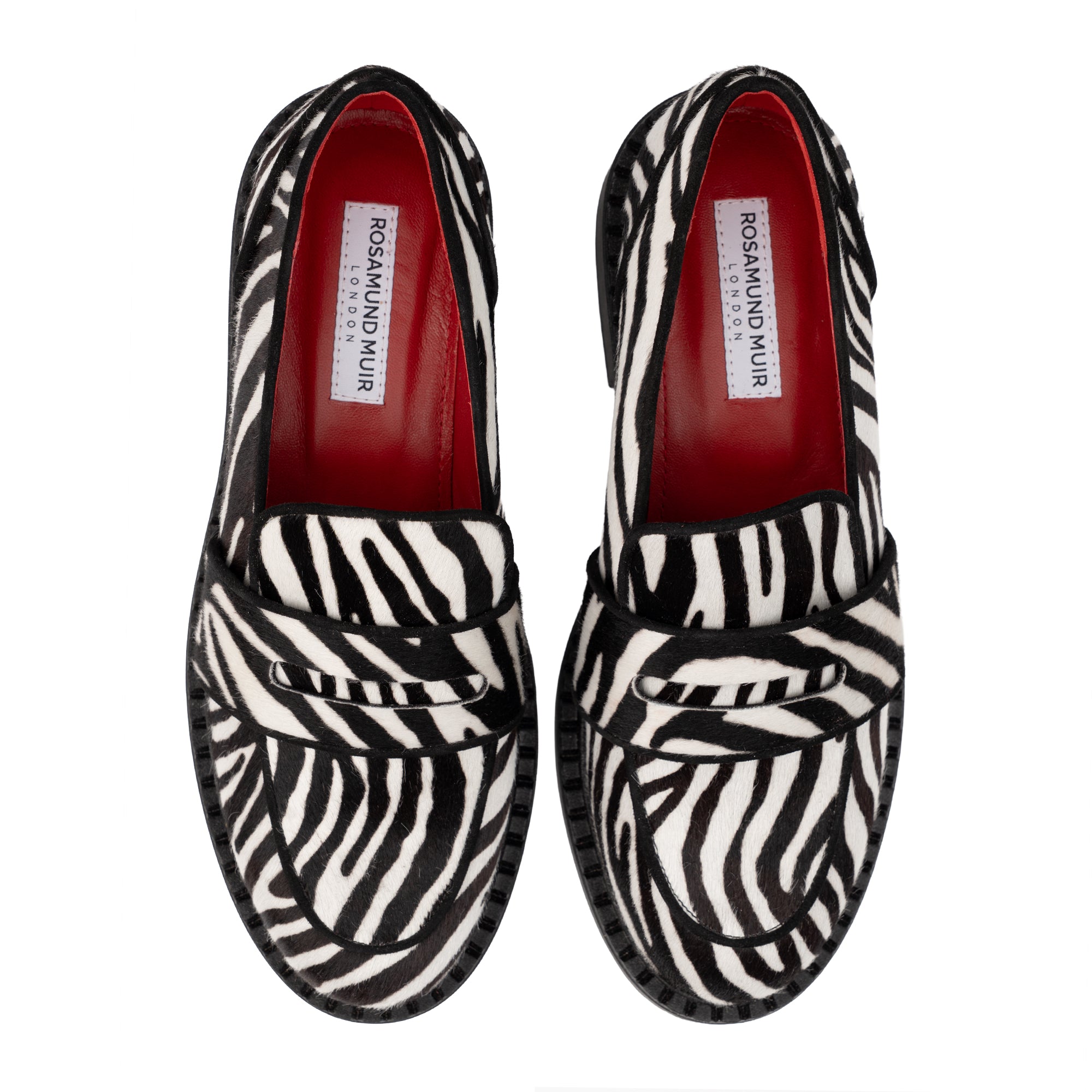 Stratford Black & White Zebra Print Calf Hair Loafers