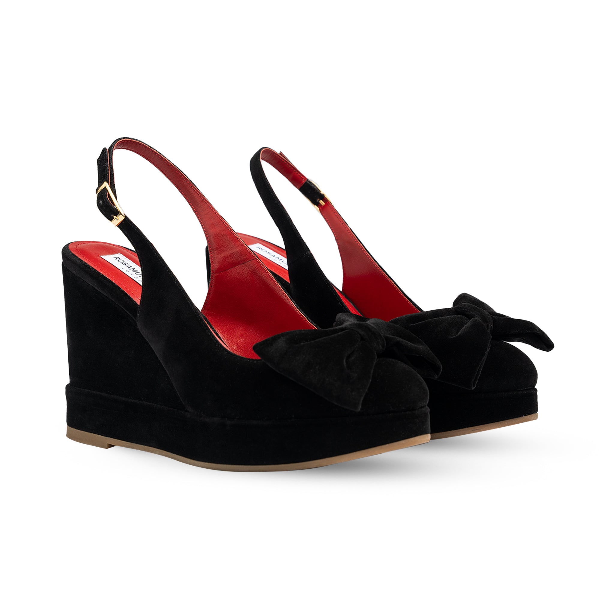 Toscana Black Velvet Wedges