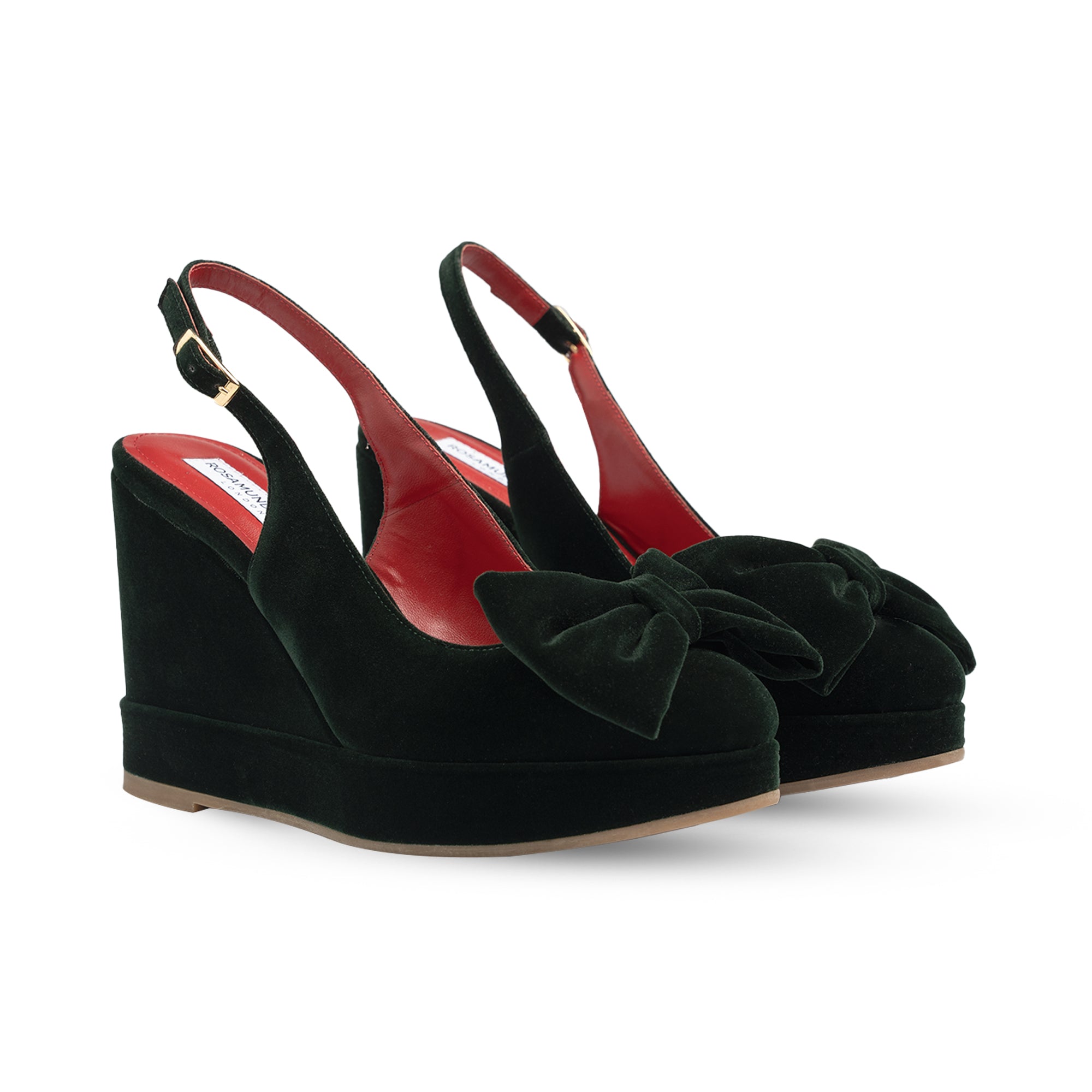 Toscana Dark Green Velvet Wedges