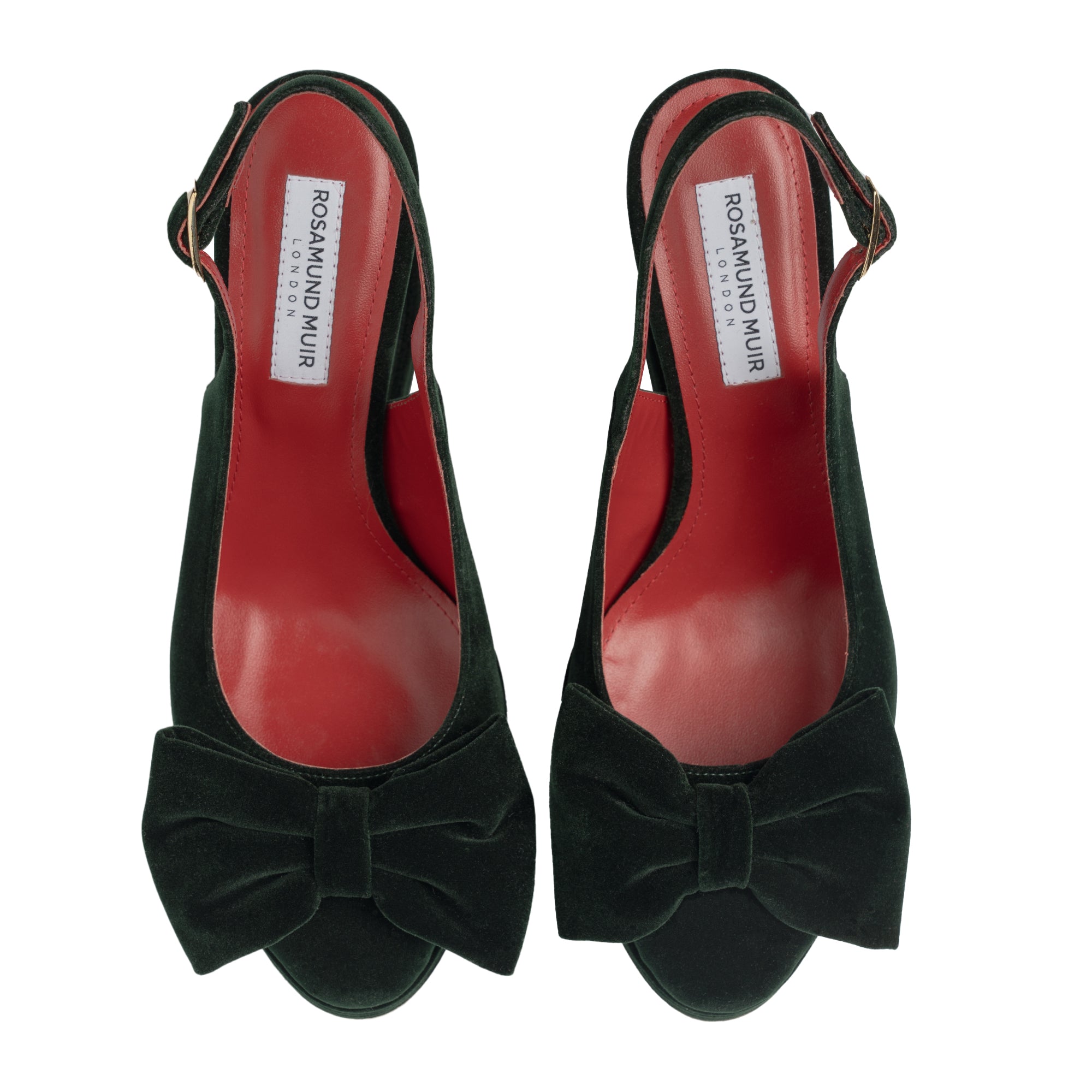 Toscana Dark Green Velvet Wedges