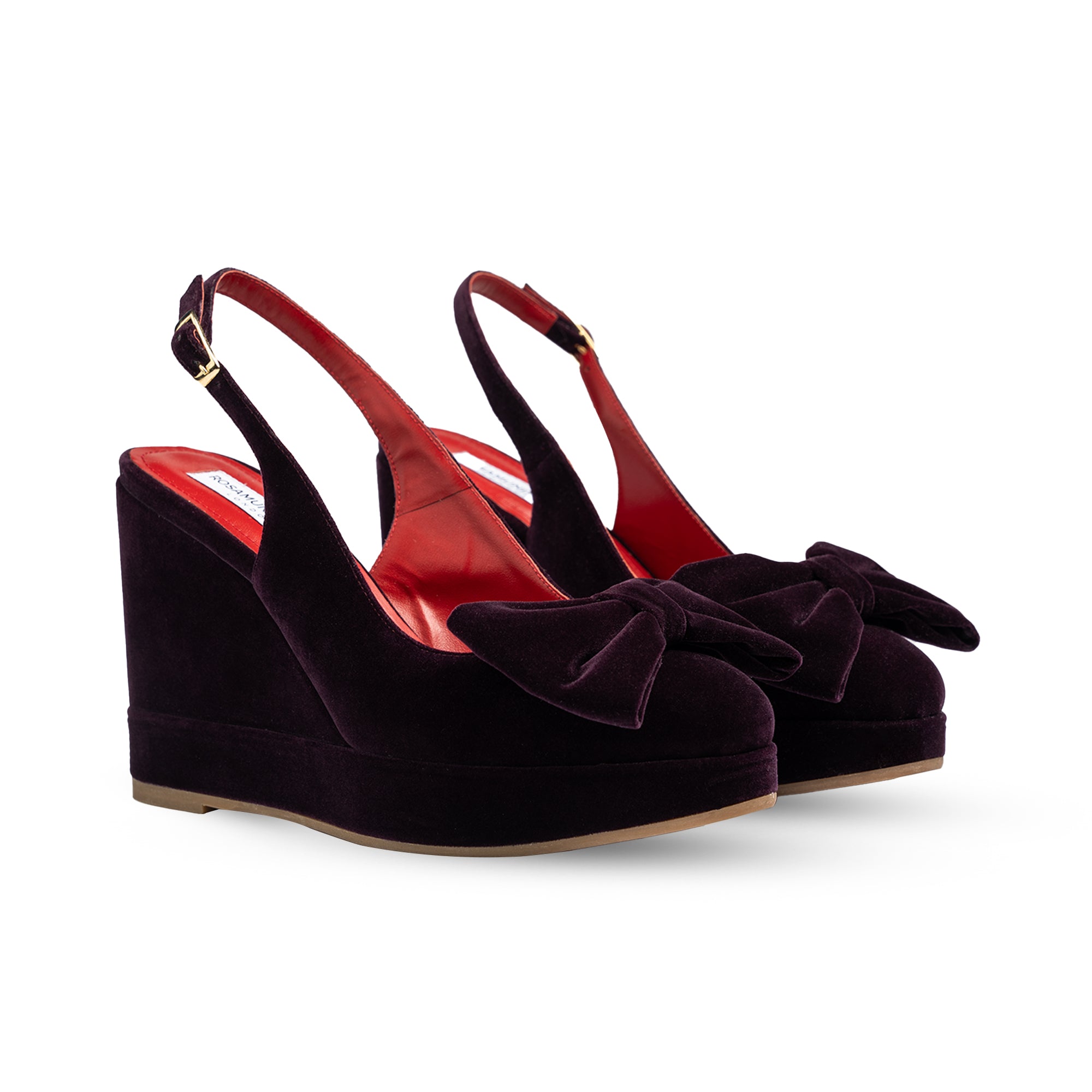 Toscana Dark Purple Velvet Wedges