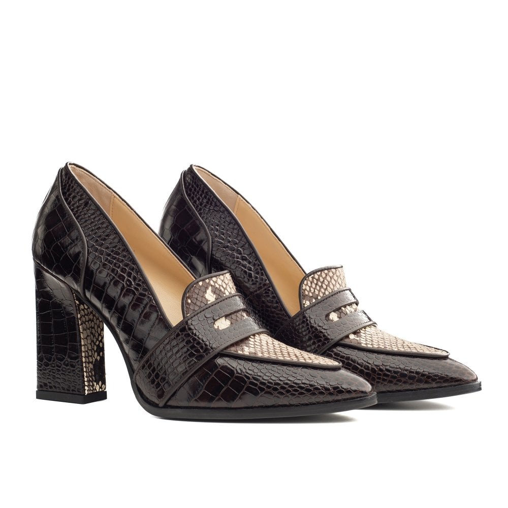 Annabel Brown Crocodile and Snakeprint loafers