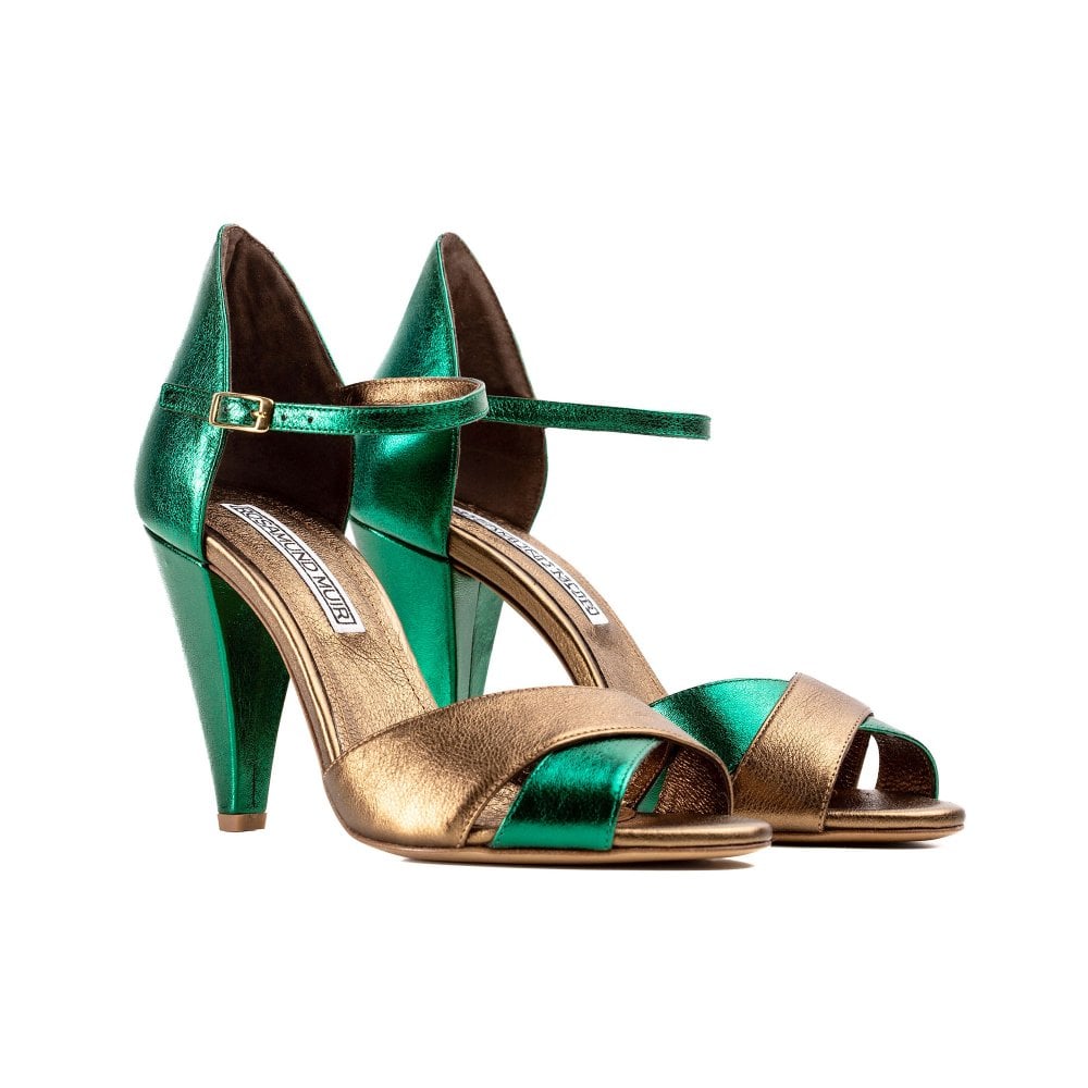 Aurora Green and Dark Gold sandals