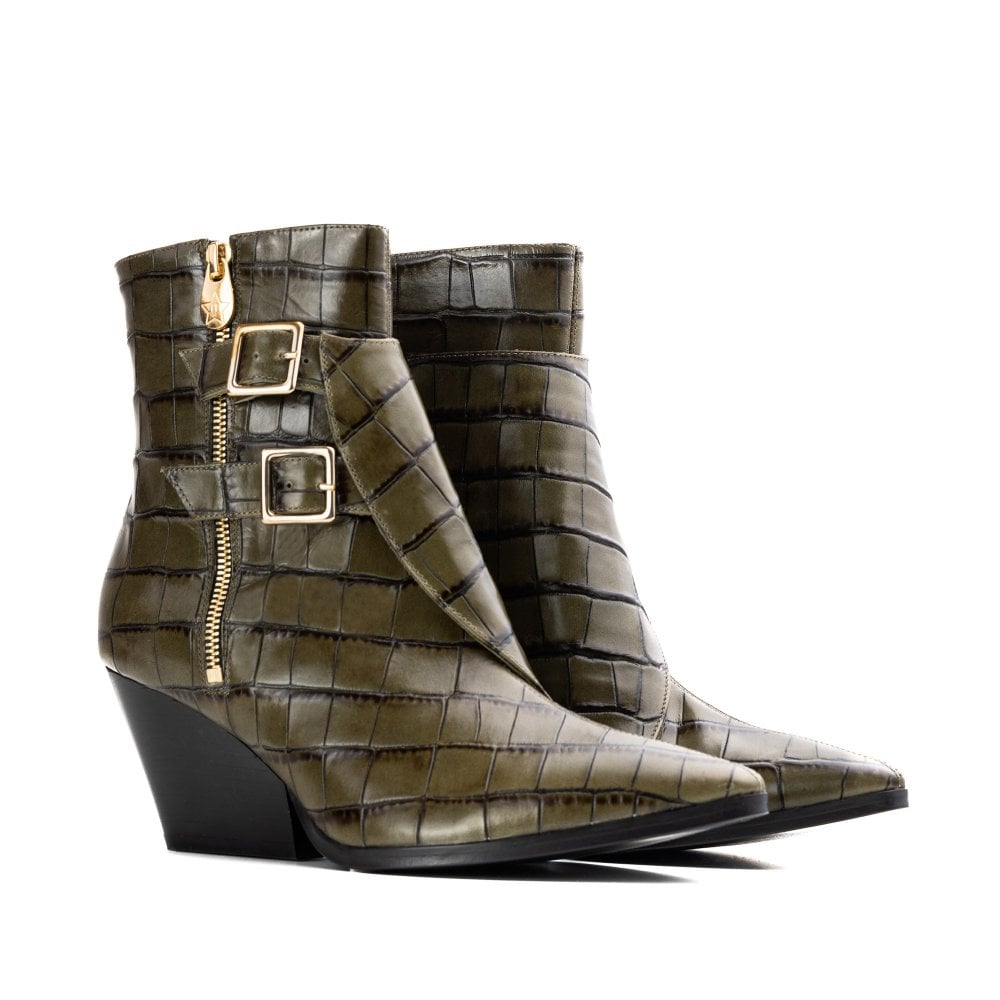 Beatrix Green Crocodile boots