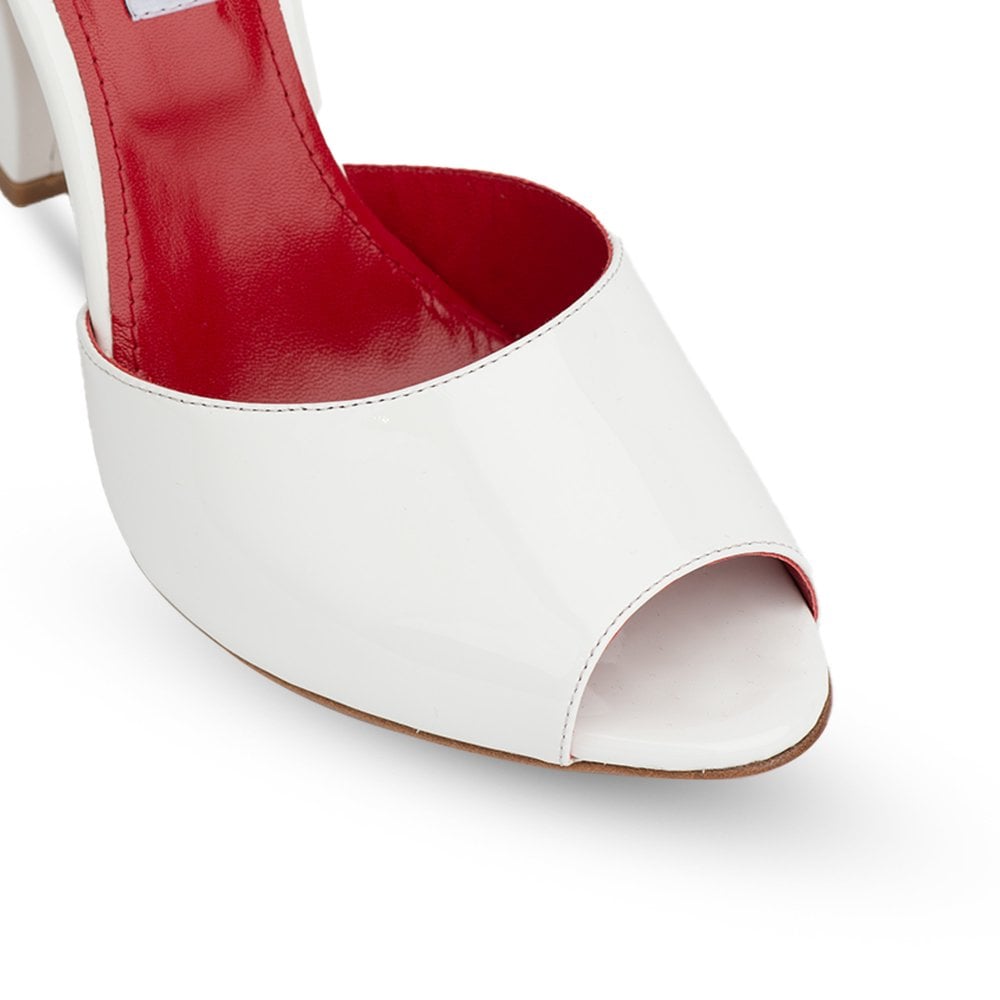 Montavia White Patent Mules