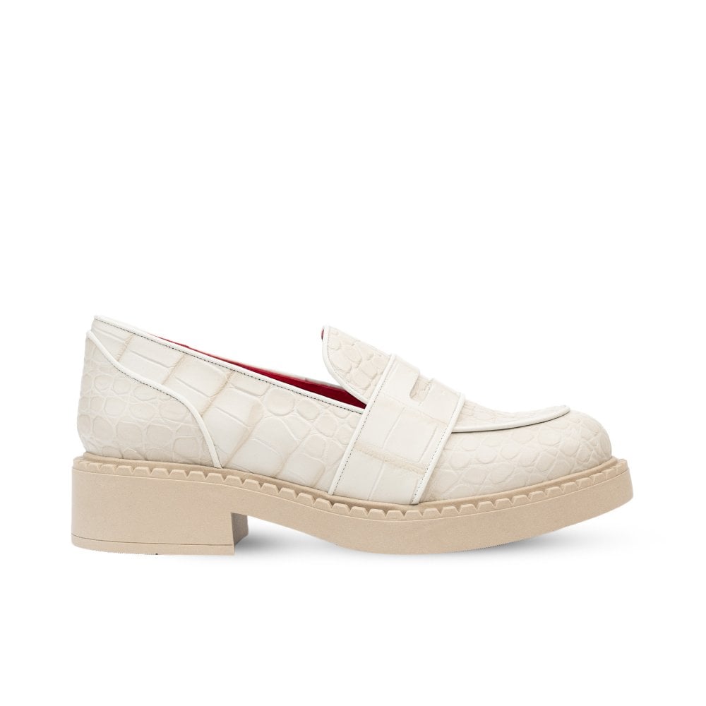 Stratford Cream Crocodile Loafers