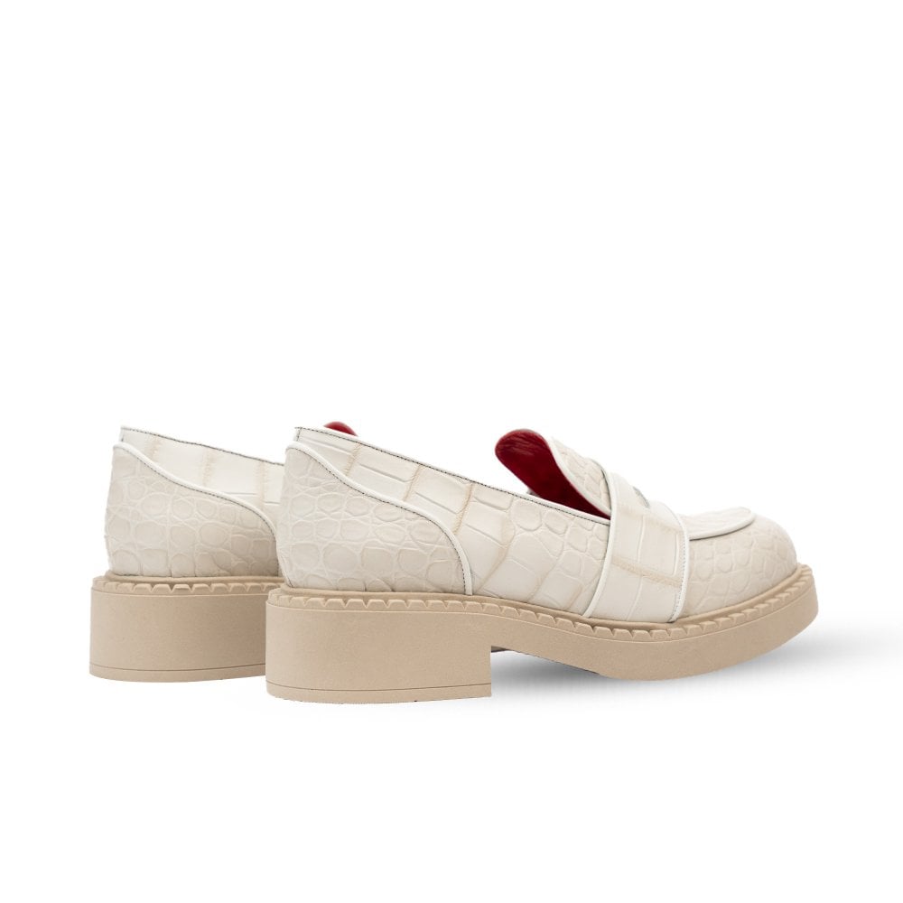 Stratford Cream Crocodile Loafers