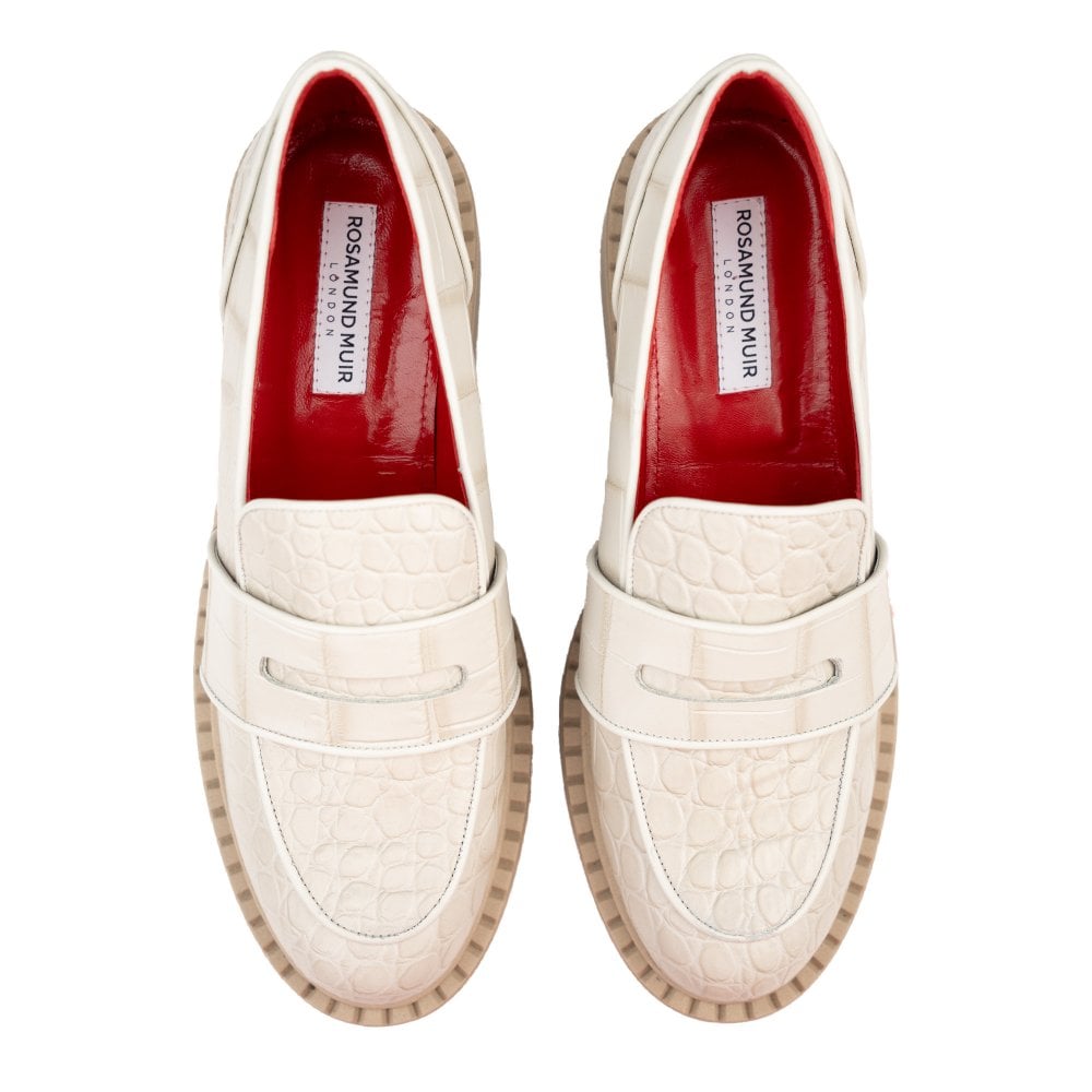 Stratford Cream Crocodile Loafers
