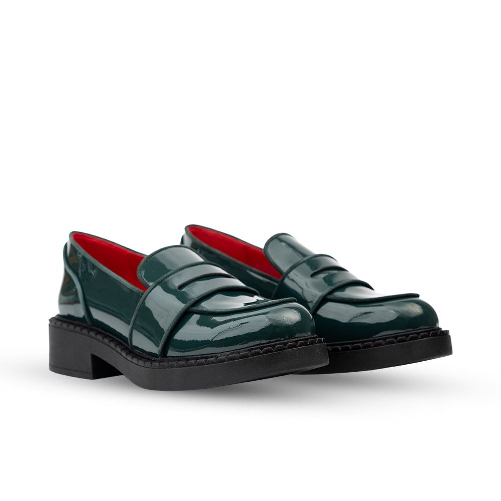 Stratford Dark Green Patent Loafers
